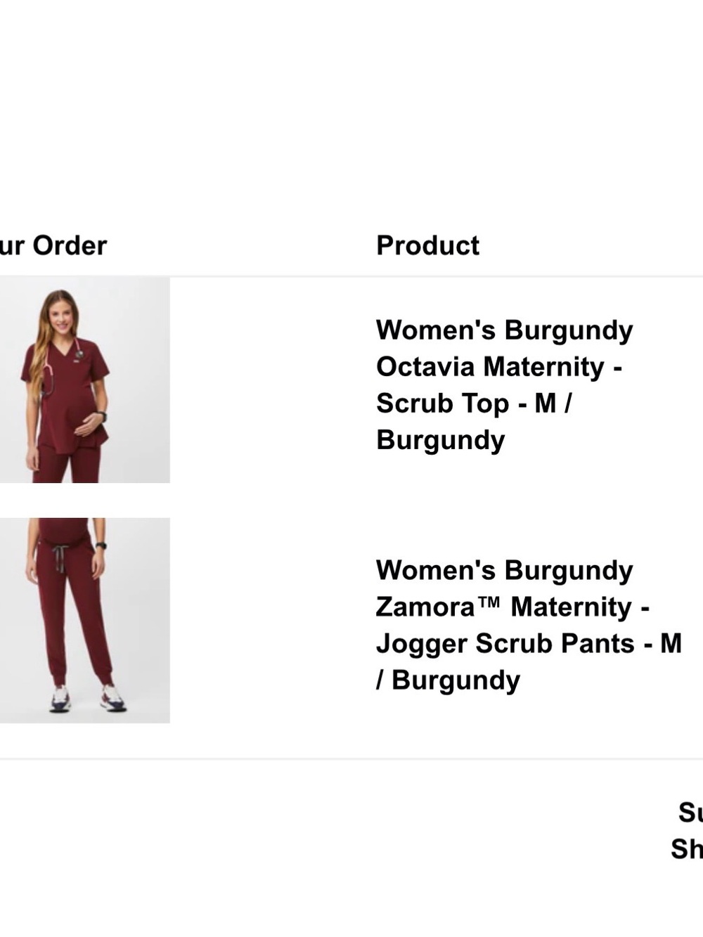 Figs Women's Maternity Scrub Set in Maroon, Navy & Teal (3 pairs + extra top) - Picture 5 of 5